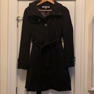 Black wool Kenneth Cole below the knee belted coat